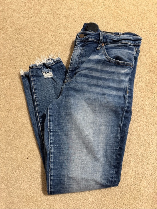 Buckle Denim - Women’s Blue Frayed-Hem Skinny Jeans